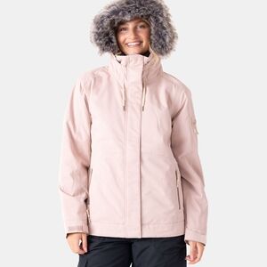 Roxy Blush Ski Jacket with Faux Fur Trim